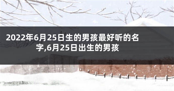 2022年6月25日生的男孩最好听的名字,6月25日出生的男孩