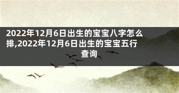 2022年12月6日出生的宝宝八字怎么排,2022年12月6日出生的宝宝五行查询