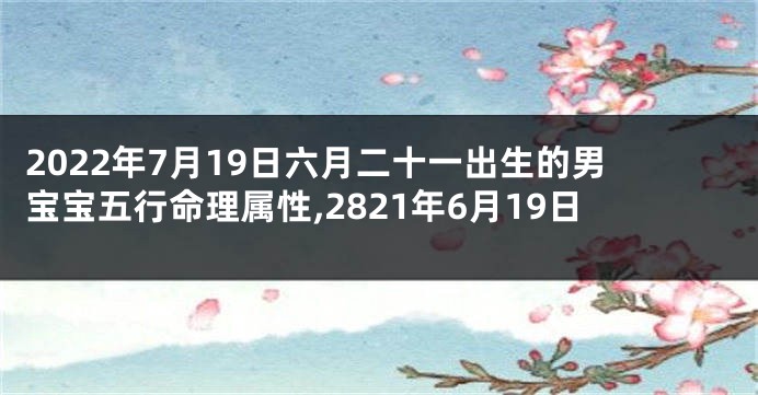 2022年7月19日六月二十一出生的男宝宝五行命理属性,2821年6月19日