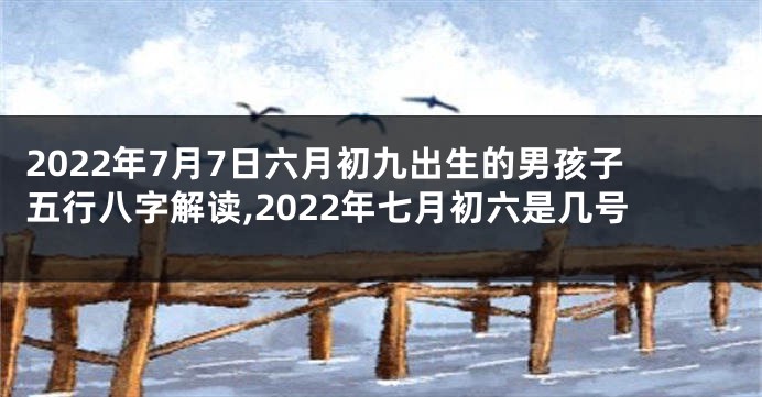 2022年7月7日六月初九出生的男孩子五行八字解读,2022年七月初六是几号