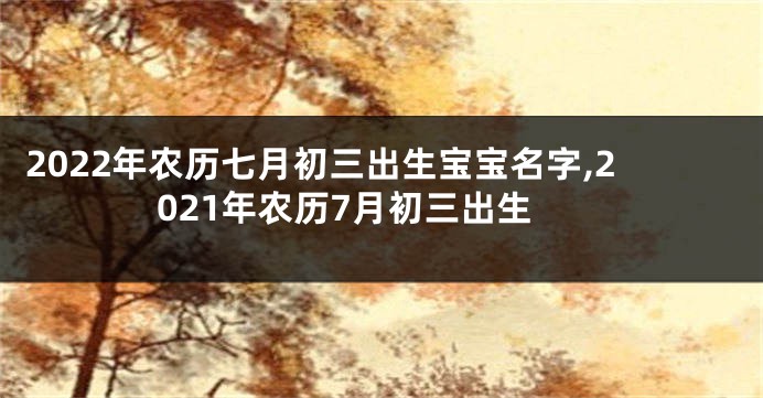 2022年农历七月初三出生宝宝名字,2021年农历7月初三出生