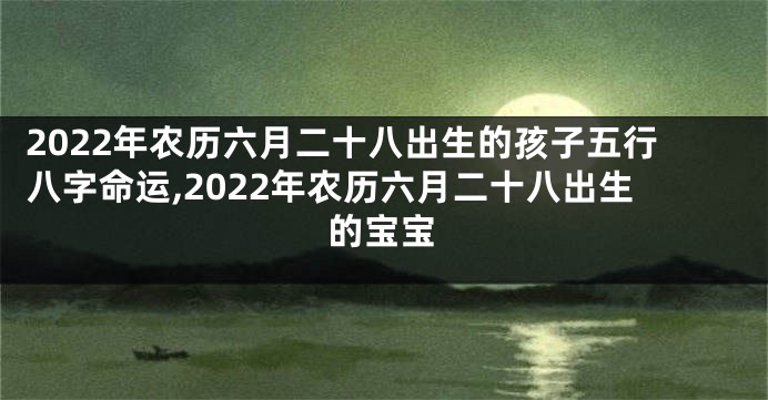 2022年农历六月二十八出生的孩子五行八字命运,2022年农历六月二十八出生的宝宝