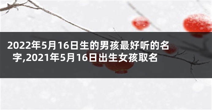 2022年5月16日生的男孩最好听的名字,2021年5月16日出生女孩取名