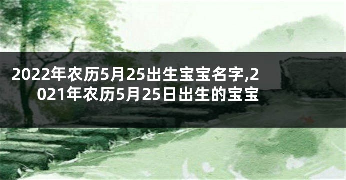 2022年农历5月25出生宝宝名字,2021年农历5月25日出生的宝宝