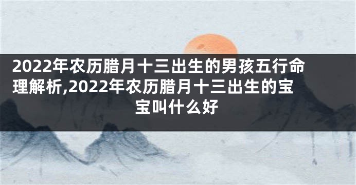 2022年农历腊月十三出生的男孩五行命理解析,2022年农历腊月十三出生的宝宝叫什么好