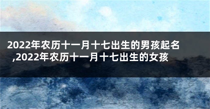 2022年农历十一月十七出生的男孩起名,2022年农历十一月十七出生的女孩