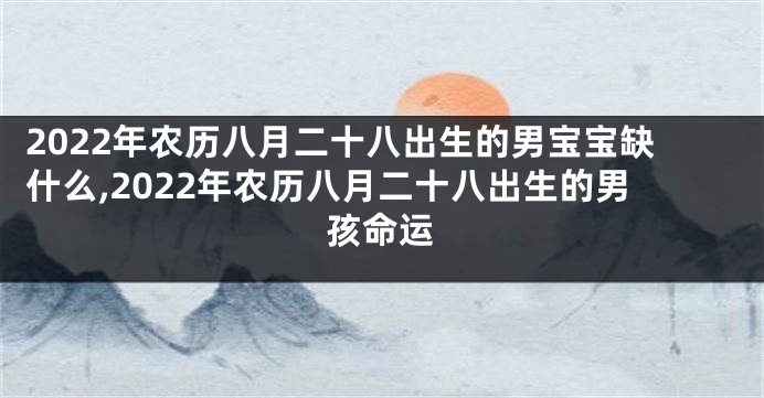 2022年农历八月二十八出生的男宝宝缺什么,2022年农历八月二十八出生的男孩命运