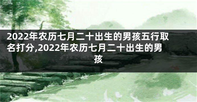 2022年农历七月二十出生的男孩五行取名打分,2022年农历七月二十出生的男孩