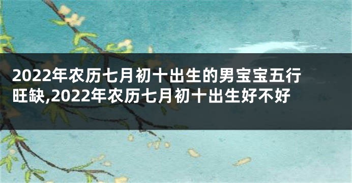 2022年农历七月初十出生的男宝宝五行旺缺,2022年农历七月初十出生好不好