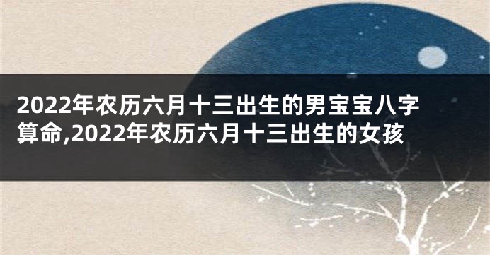 2022年农历六月十三出生的男宝宝八字算命,2022年农历六月十三出生的女孩