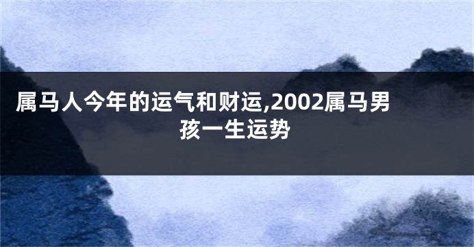 属马人今年的运气和财运,2002属马男孩一生运势