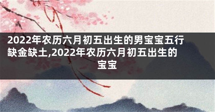 2022年农历六月初五出生的男宝宝五行缺金缺土,2022年农历六月初五出生的宝宝