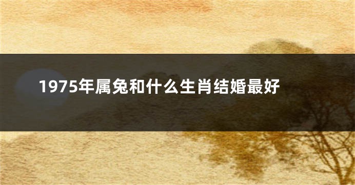 1975年属兔和什么生肖结婚最好