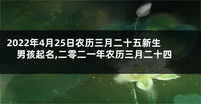 2022年4月25日农历三月二十五新生男孩起名,二零二一年农历三月二十四