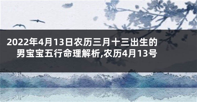 2022年4月13日农历三月十三出生的男宝宝五行命理解析,农历4月13号