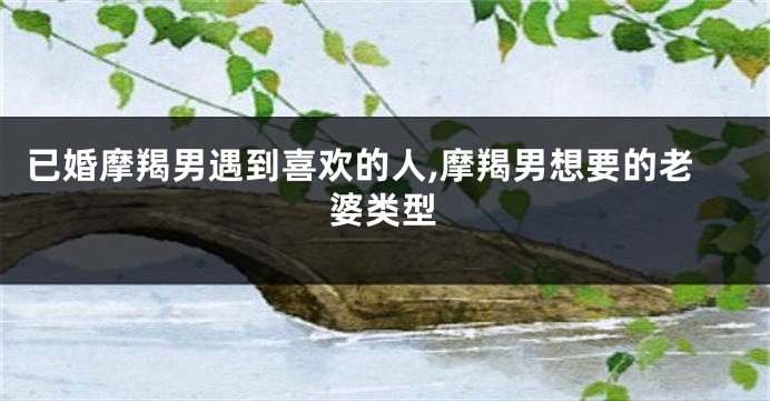 已婚摩羯男遇到喜欢的人,摩羯男想要的老婆类型