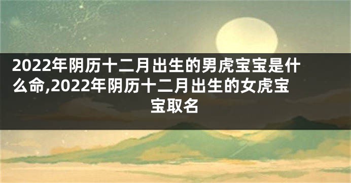 2022年阴历十二月出生的男虎宝宝是什么命,2022年阴历十二月出生的女虎宝宝取名
