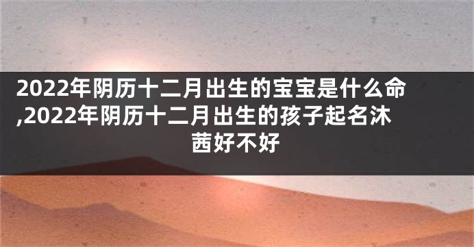 2022年阴历十二月出生的宝宝是什么命,2022年阴历十二月出生的孩子起名沐茜好不好