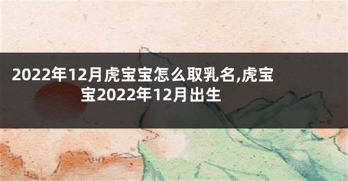 2022年12月虎宝宝怎么取乳名,虎宝宝2022年12月出生