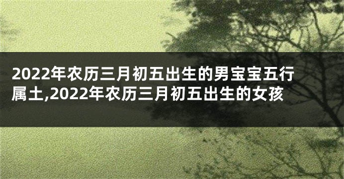 2022年农历三月初五出生的男宝宝五行属土,2022年农历三月初五出生的女孩