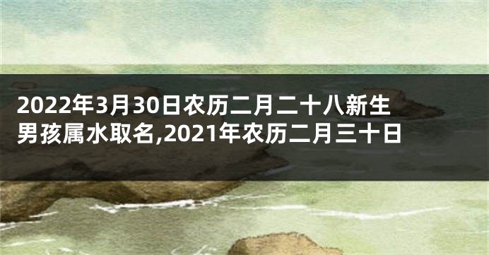 2022年3月30日农历二月二十八新生男孩属水取名,2021年农历二月三十日