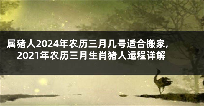 属猪人2024年农历三月几号适合搬家,2021年农历三月生肖猪人运程详解