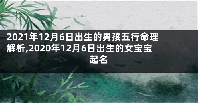 2021年12月6日出生的男孩五行命理解析,2020年12月6日出生的女宝宝起名
