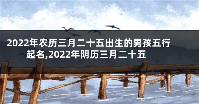 2022年农历三月二十五出生的男孩五行起名,2022年阴历三月二十五