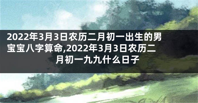 2022年3月3日农历二月初一出生的男宝宝八字算命,2022年3月3日农历二月初一九九什么日子