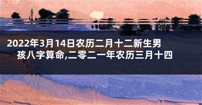 2022年3月14日农历二月十二新生男孩八字算命,二零二一年农历三月十四