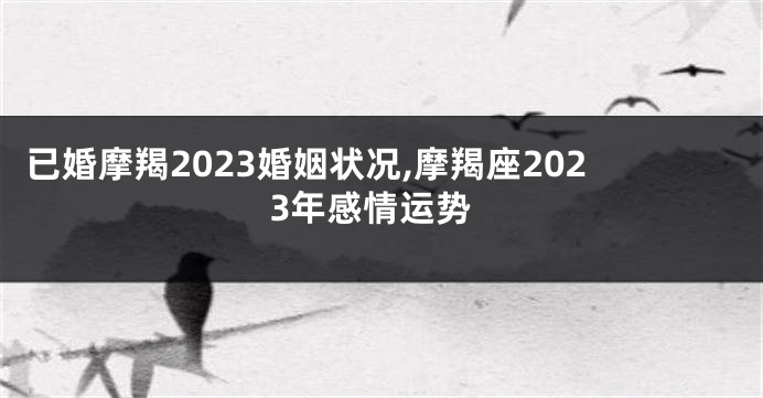 已婚摩羯2023婚姻状况,摩羯座2023年感情运势