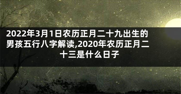 2022年3月1日农历正月二十九出生的男孩五行八字解读,2020年农历正月二十三是什么日子