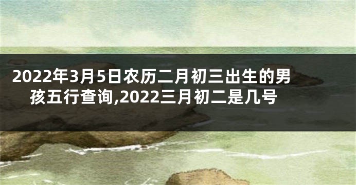 2022年3月5日农历二月初三出生的男孩五行查询,2022三月初二是几号