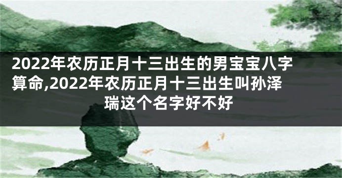 2022年农历正月十三出生的男宝宝八字算命,2022年农历正月十三出生叫孙泽瑞这个名字好不好