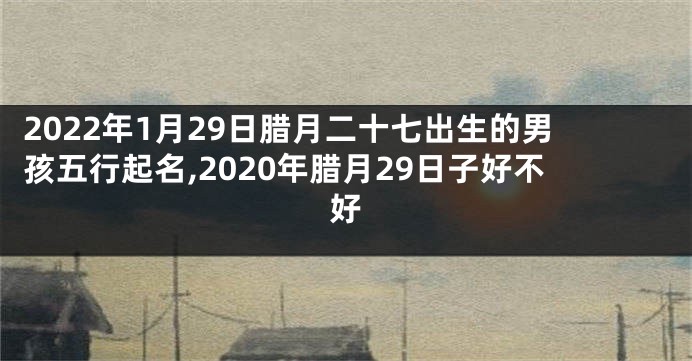 2022年1月29日腊月二十七出生的男孩五行起名,2020年腊月29日子好不好