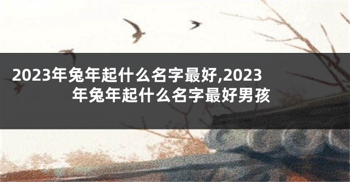 2023年兔年起什么名字最好,2023年兔年起什么名字最好男孩