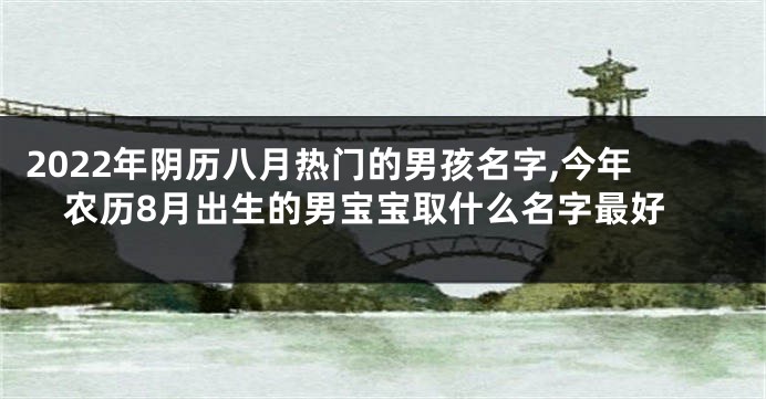 2022年阴历八月热门的男孩名字,今年农历8月出生的男宝宝取什么名字最好