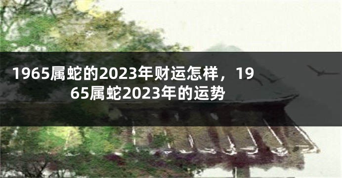 1965属蛇的2023年财运怎样,1965属蛇2023年的运势