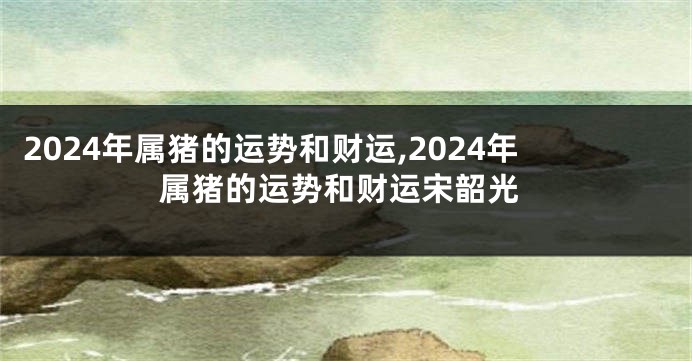 2024年属猪的运势和财运,2024年属猪的运势和财运宋韶光