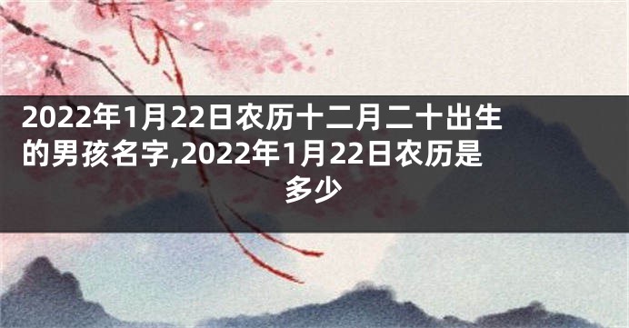 2022年1月22日农历十二月二十出生的男孩名字,2022年1月22日农历是多少