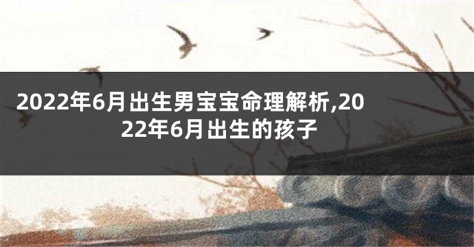 2022年6月出生男宝宝命理解析,2022年6月出生的孩子