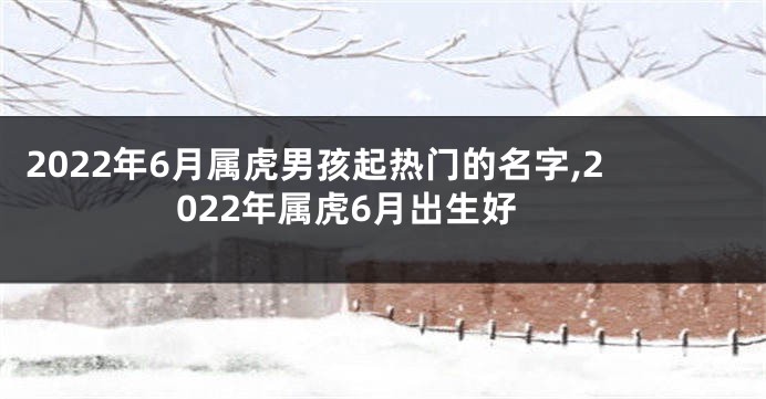2022年6月属虎男孩起热门的名字,2022年属虎6月出生好