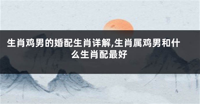 生肖鸡男的婚配生肖详解,生肖属鸡男和什么生肖配最好