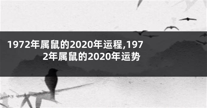 1972年属鼠的2020年运程,1972年属鼠的2020年运势