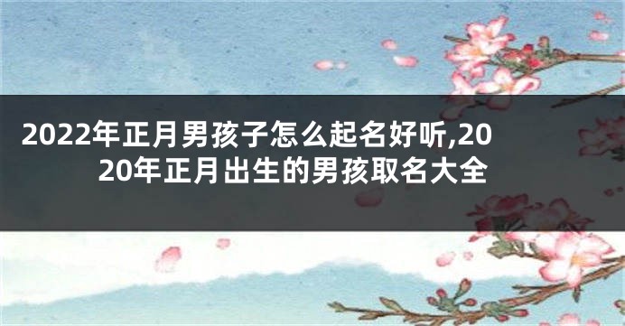 2022年正月男孩子怎么起名好听,2020年正月出生的男孩取名大全