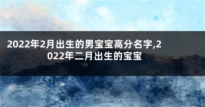 2022年2月出生的男宝宝高分名字,2022年二月出生的宝宝