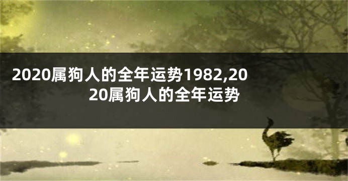 2020属狗人的全年运势1982,2020属狗人的全年运势
