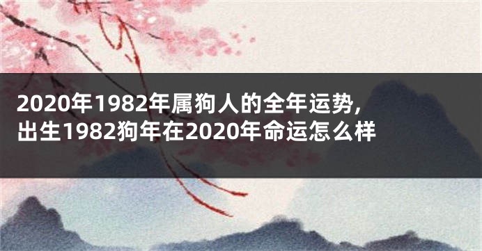 2020年1982年属狗人的全年运势,出生1982狗年在2020年命运怎么样