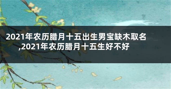 2021年农历腊月十五出生男宝缺木取名,2021年农历腊月十五生好不好