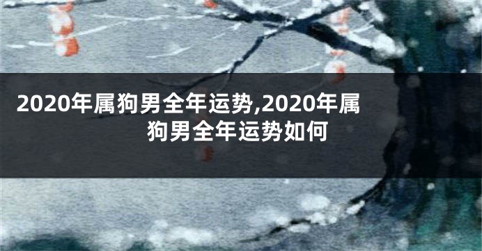2020年属狗男全年运势,2020年属狗男全年运势如何